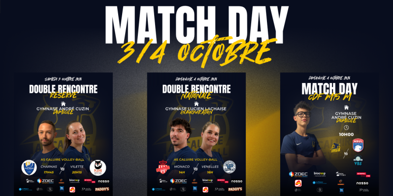 Annonces matchs du 3/4 Octobre
