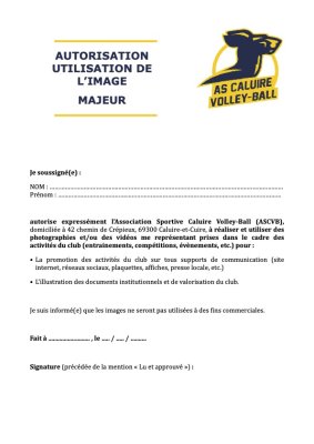 Autorisation de l'Utilisation de l'Image - Majeur