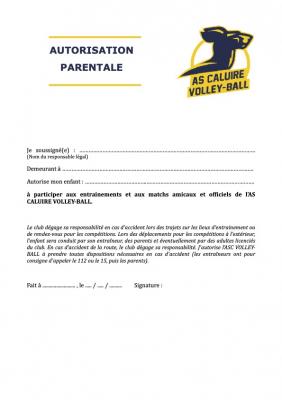 Autorisation parentale (adhérents mineurs)
