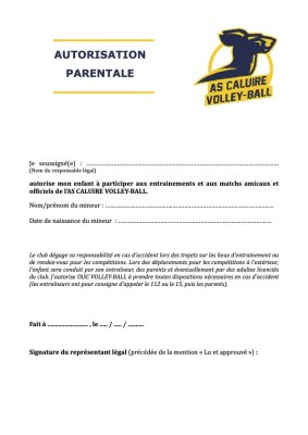 Autorisation parentale (adhérents mineurs)