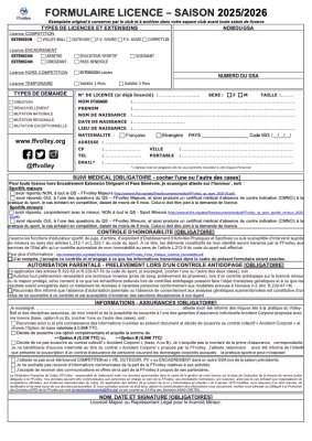 Formulaire demande de licence 25/26