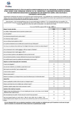 Questionnaire de santé spécifique aux mineurs